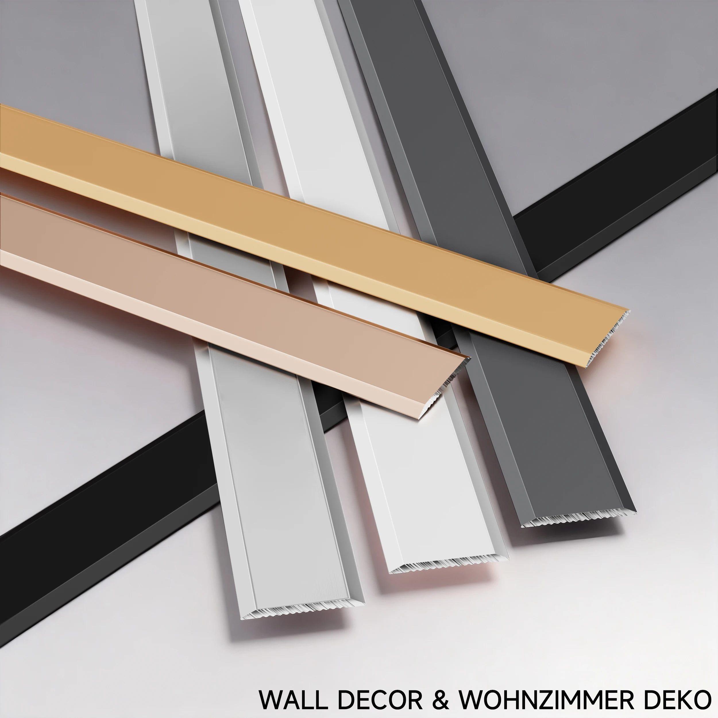 15mm Flat Aluminum Tile Trim 90cm 3-Pack Metal Straight Edge Strip Floor Transition Cover Threshold Plate Seam Joining Decor 5 C