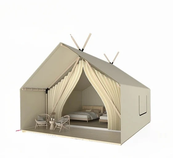 

Outdoor Luxury Camping Wild Luxury Hotel Bed & Breakfast Tent Solid Wood Sunshade Double-Sheet Tent Large