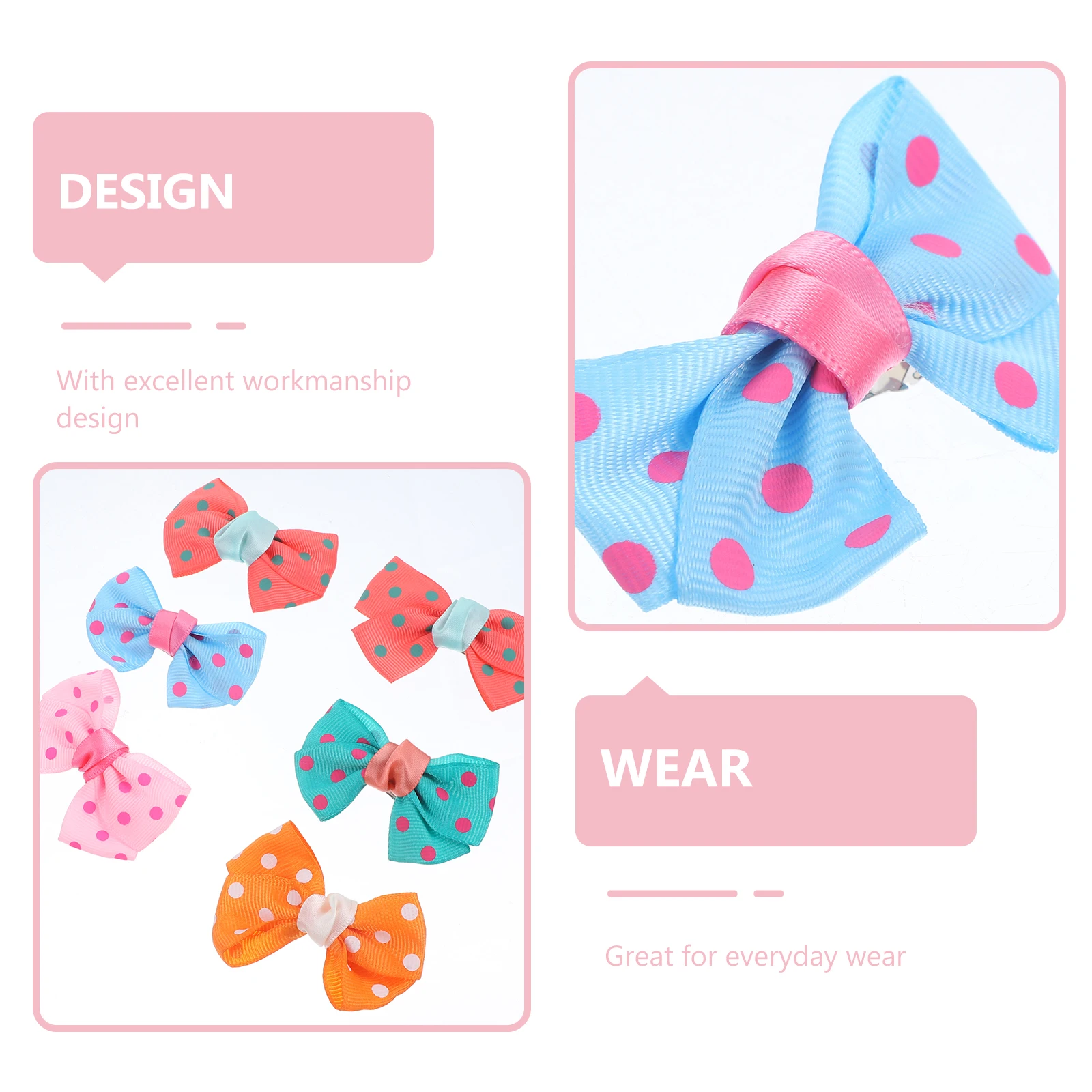 

6pcs Pet Hair Clips Bowknot Barrette Bobby Pins Hairpin Supplies for Long Hair Dogs Stylish Daily Wear Accessories
