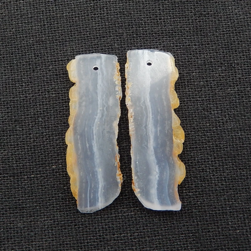 

Nugget Blue Lace Agate Earring beads, Stones for Earring Making 36x11x3mm6g