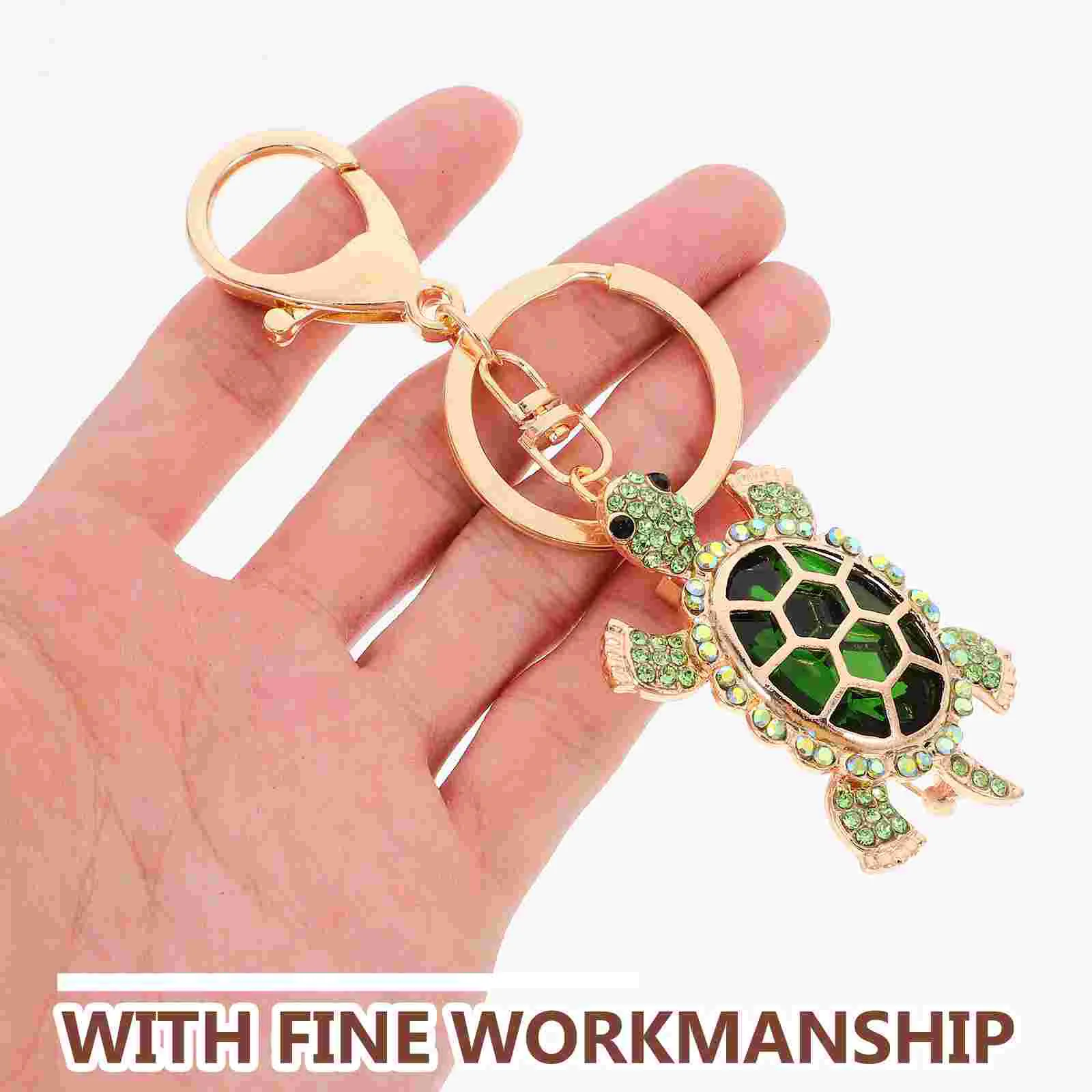 Carabiner Turtle Keychain Travel Wrist Bands Sea Keyrings Pendant Rhinestones Animal Purse Decoration Charms