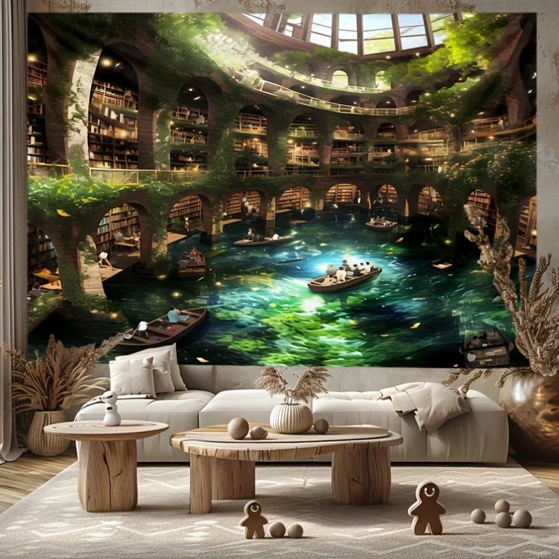 Lakeside Park Scenery Digital printing polyester wall hanging tapestry decorative Living room bedrooms Office background gift