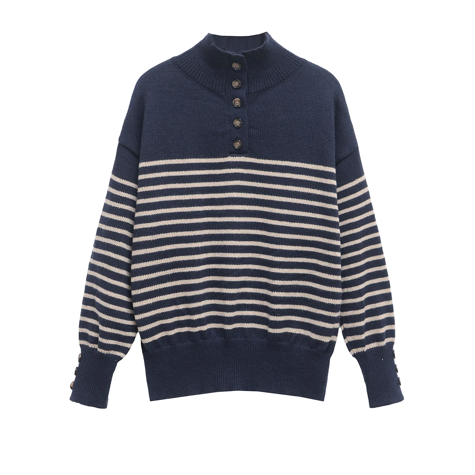 

ZBZA Autumn New Faionable Casual Versatile Simple Stand Collar Knitwear Street Sle Polyester Fiber Hooded Sweater for Women