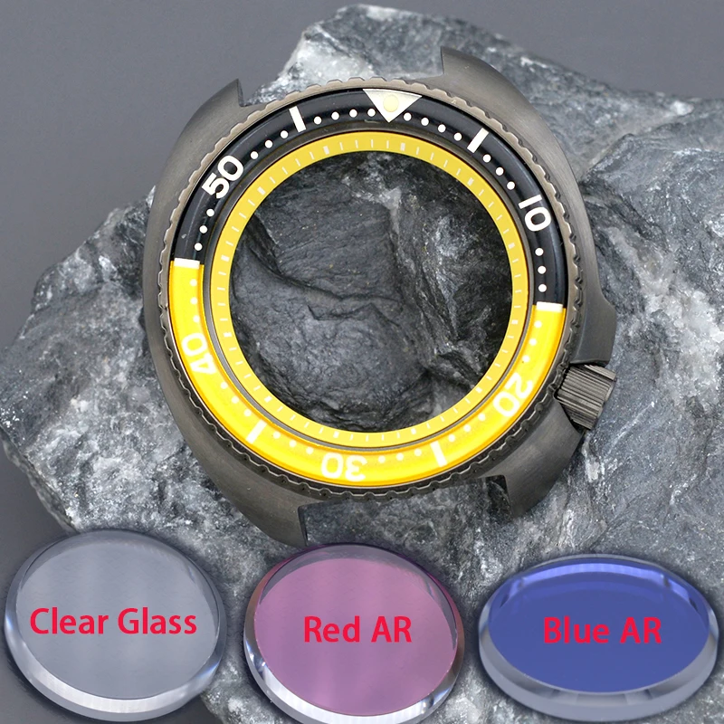 Mod Watch Case Gun Colour Design SKX6105 6309 Turtle Abalone Dive Watch Fit NH34 NH35 NH36A 7S 4R Movt Watch Case Parts