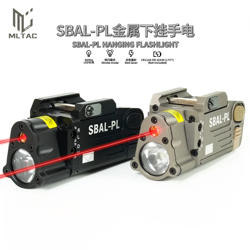 Tactical SBAL-PL LED White Flashlight Constant/Strobe Click Red Laser Hanging Scout Light For 20MM Rail Hunting Accesssories