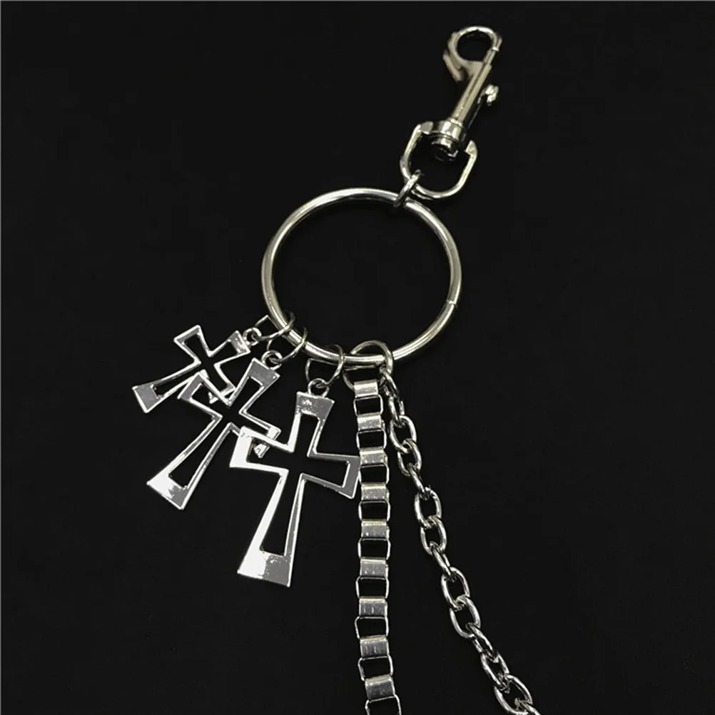 

2Pcs Vintage Cross Design Waist Chain Metal Double Layer Pants Chain Punk Hip-Hop Decorative Gift for Men Women Dancers Stage