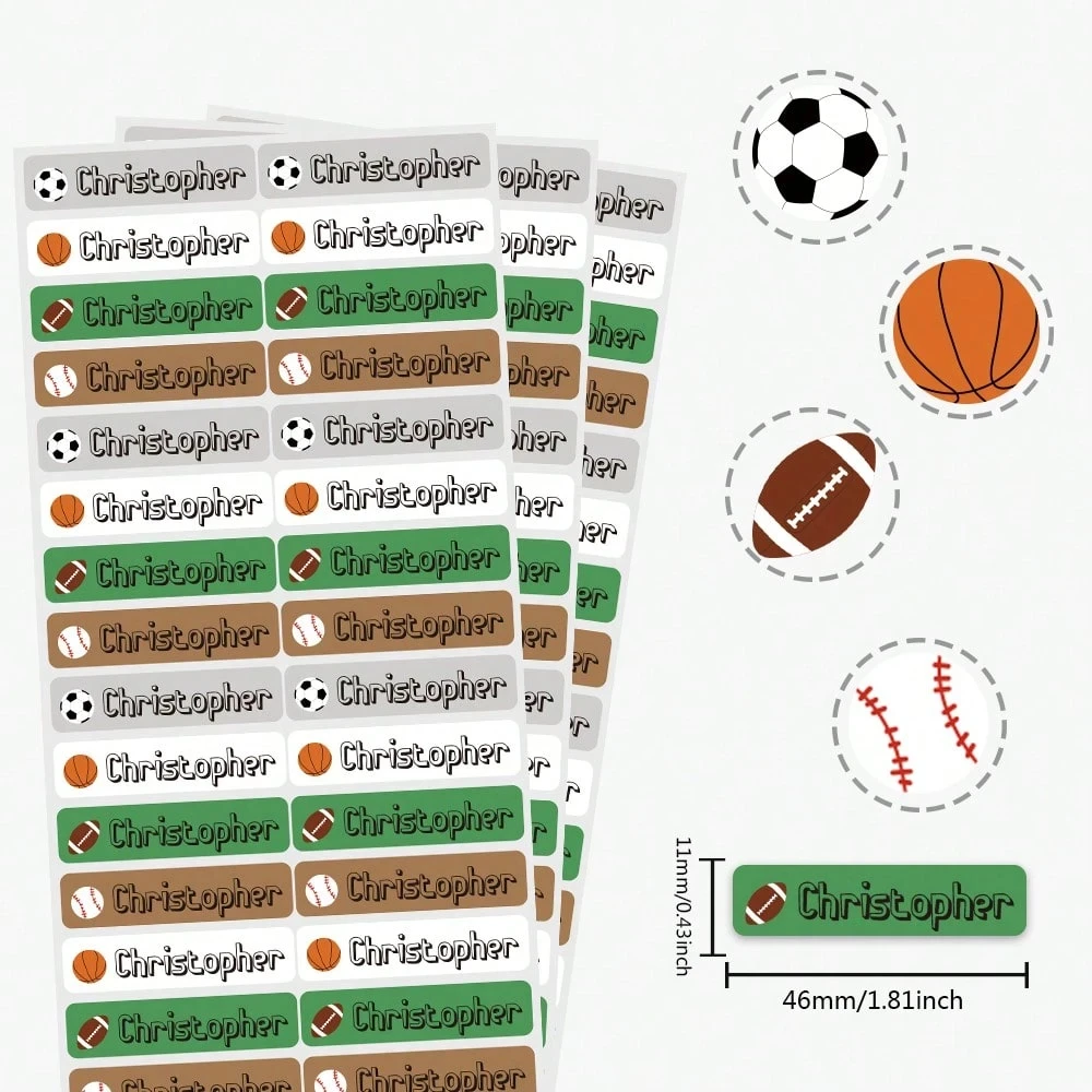 4,6 cm langer individueller Namensaufkleber, personalisierter Cartoon, frisch, niedlich, wasserfest, modernes Schulbedarf-Etikett, individuelle Namensaufkleber