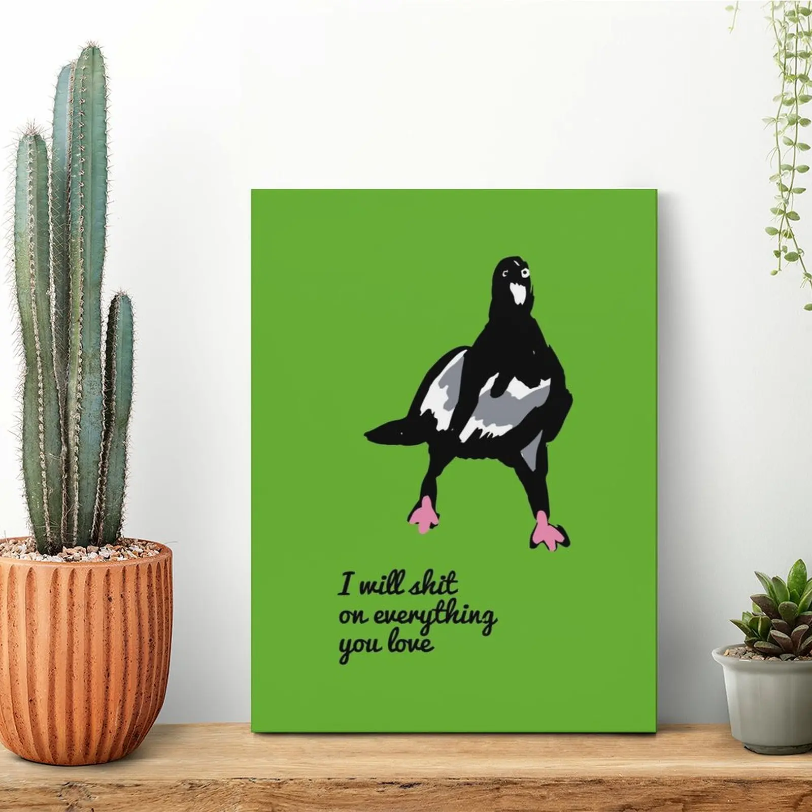 

Quirky Pigeons I Will Shit On Everything You Love Canvas Painting Poster s Print Pub Club Bar Cinema Framed Wall Paintings