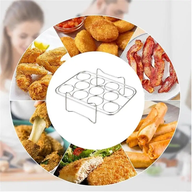 A0NC Stainless Steel Air Fryer Steaming Eggs Rack Kitchen for Dumpling Grill Stand Cookware Cooking Accessories