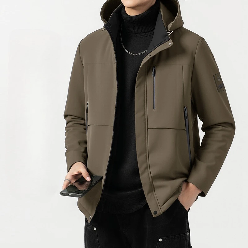 

Winter Thicken Warm Parkas Coats for Men Casual All-match Comfortable Cotton Jackets Fashion Zipper Clothing Quality with Hood