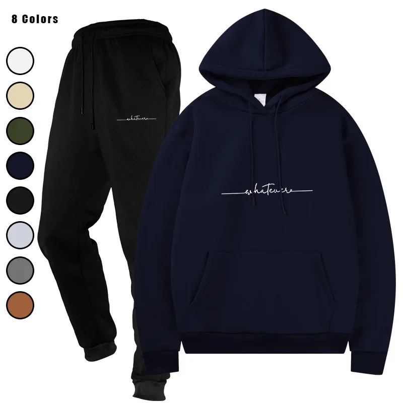 

Autumn and Winter Men's Spaceman Fashion Design Long Sleeve Oversized Hooded Harajuku Top and Sweatpants Sets