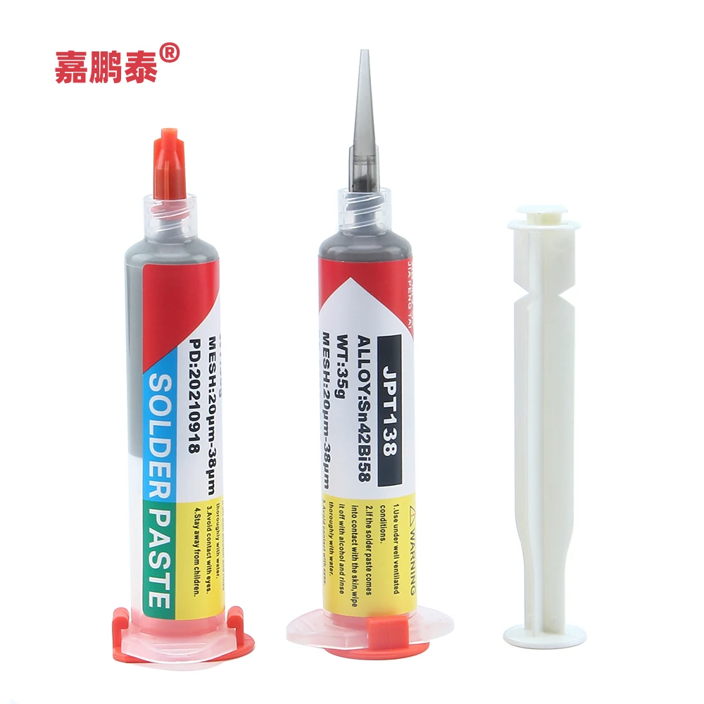 Low Temperature Lead-free Syringe smd Solder Paste Flux For Soldering Led Sn42Bi58 138℃ SMD Repair Welding paste