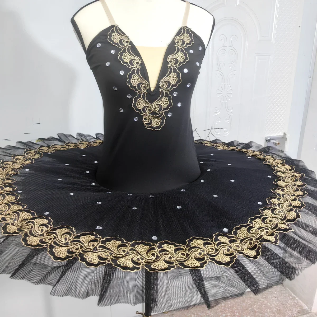 Black Professional Ballet Tutus For Girls Child Kids Swan Lake Ballet Dress Dance Clothes Pancake Ballerina Figure Skating Dress