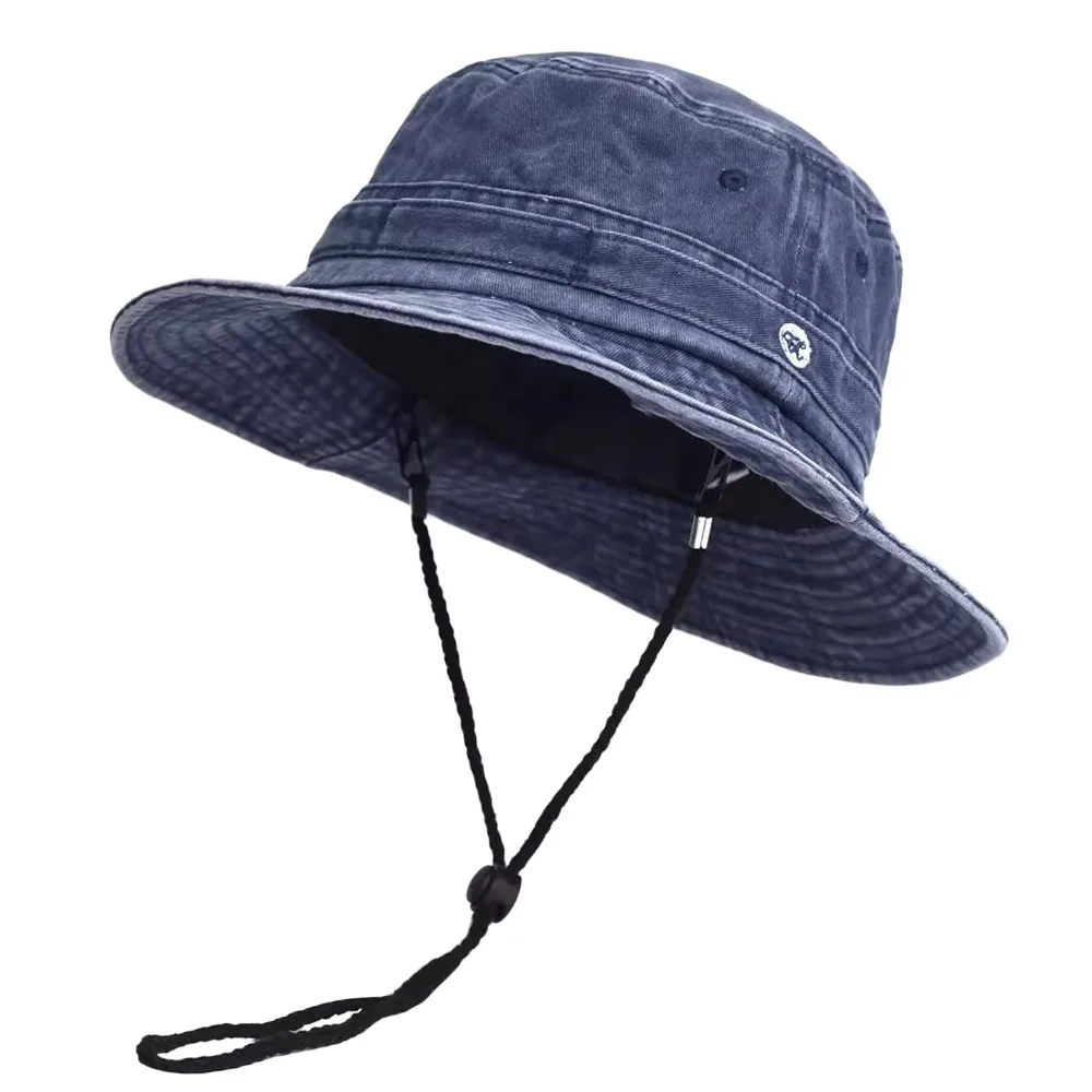 Przenośny Kapelusz typu Bucket z Pranej Bawełny, Ochrona Przed Słońcem, Oddychający Kapelusz Rybacki, Anty-UV, Casualowy Kapelusz Kowbojski, na Kemping i Wędrówki