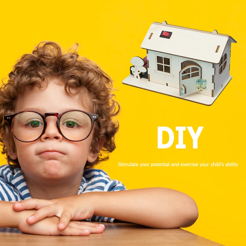 لغز خشبي المقصورة بانوراما العمارة منزل DIY بها بنفسك التجميع اليدوي لعبة اليدوية اختراع العلوم تجربة المواد لعب الاطفال