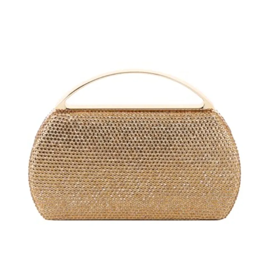 Women's Fashion Top Handle Rhinestone Beaded Evening Bag Clutch Handbag