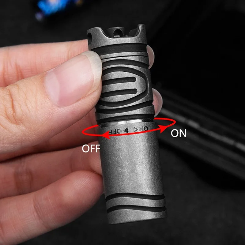 Titanium Alloy Flashlight USB Rechargeable with Necklace Camping Hiking EDC Pocket LED Keychain Light Outdoor Survival Tools