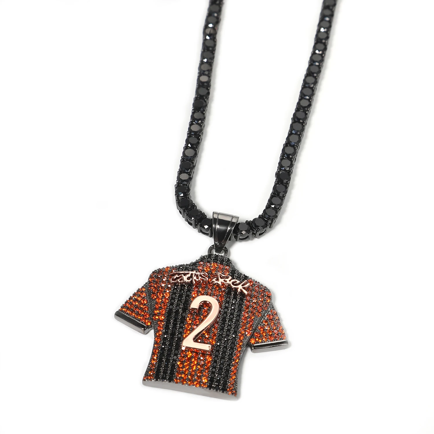 THE BLING KING – collier avec pendentif de l'équipe de Football, nom personnalisé, rouge glacé, noir, CZ, bijoux HipHop pour hommes et garçons, cadeau de Football