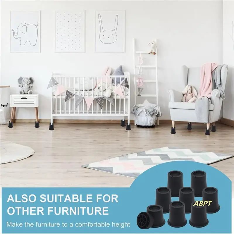 3 Inch Bed Risers Heavy Duty Furniture Riser, Bed Lifts Risers, Bed Elevator Supports Up To 6,000 Lbs 8 Pack