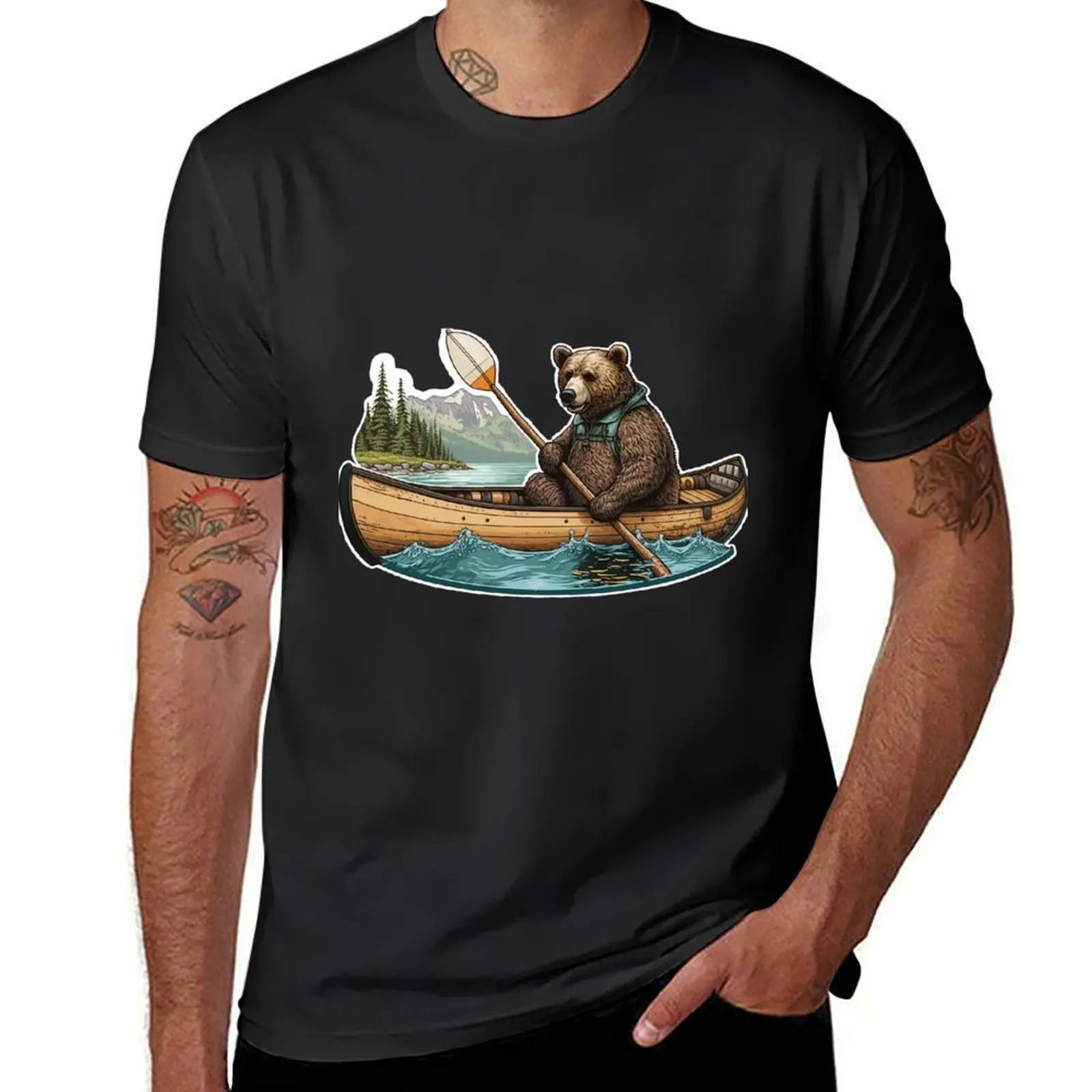 

The Canoedeling Bear T-Shirt affliction shirts summer 2025 vintage graphic tee mens graphic t-shirts