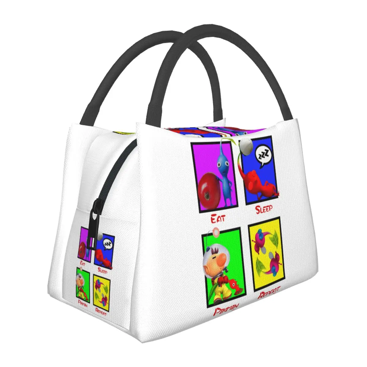 Eat Sleep Pikmin Repeat Insulated Lunch Bag for Women Bento Storage Food Boxes Leakproof Container Cooler Thermal Lunch Box Tote