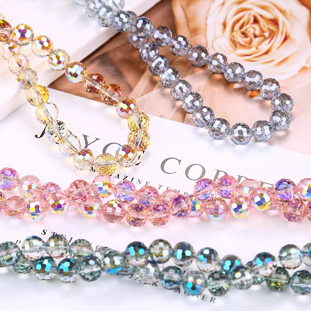 6/8/10mm Austria 96 Facet Glass Beads Crystal Beads Handmade Diy Bracelet Necklace Jewelry Handmade Beads Accessories Wholesale