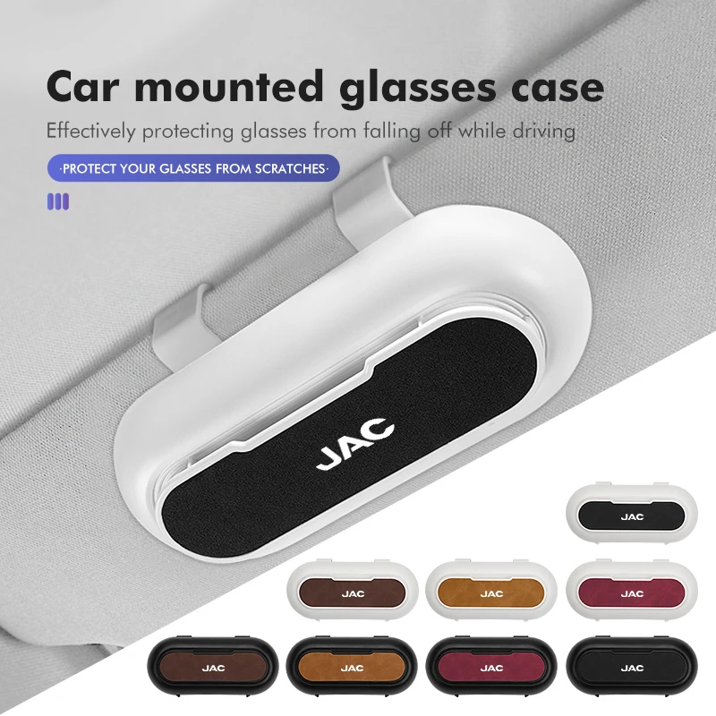 Estojo de Óculos para Carro JAC em ABS e Camurça, Suporte Antichoque para Óculos de Sol JS2 S3 JS3 J2 S5 T8 Refine J5 J6 J7 J4 Vapour