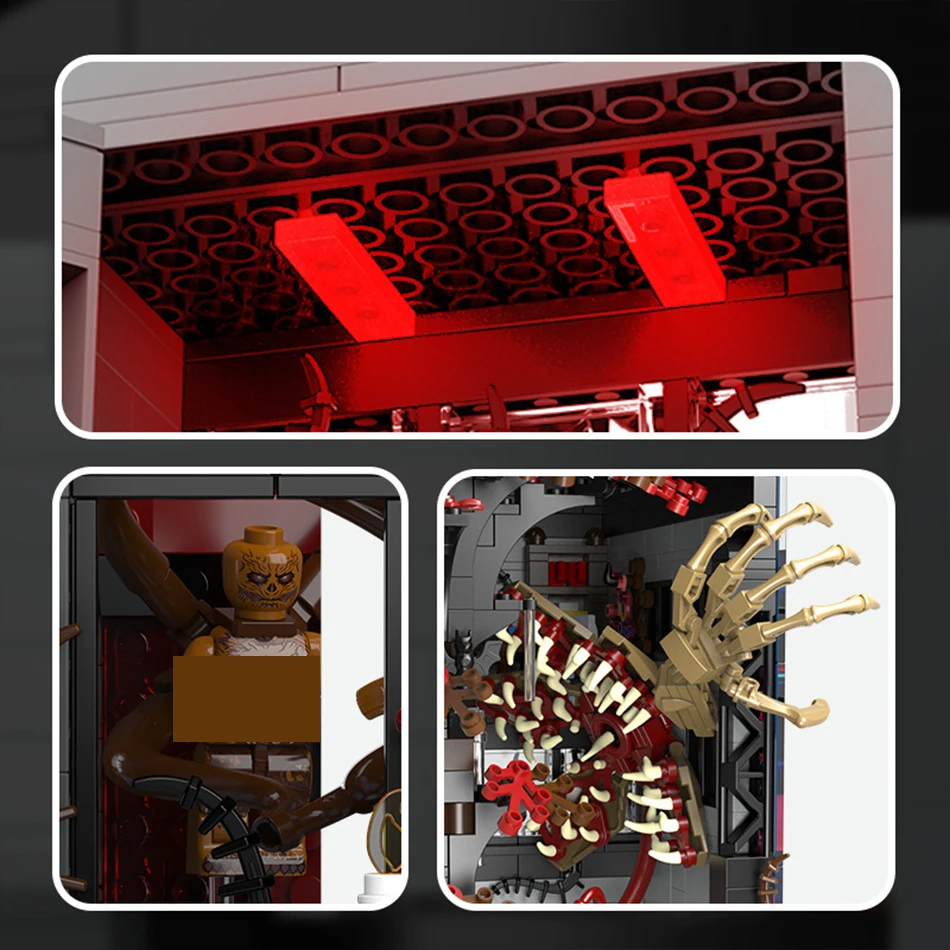 MOC Strangered Story Casa del Mostro Vecna Capovolta, Kit di Costruzione Book Nook, Puzzle 3D, Libreria con LED, Mattoncini Giocattolo, Regalo per Bambini