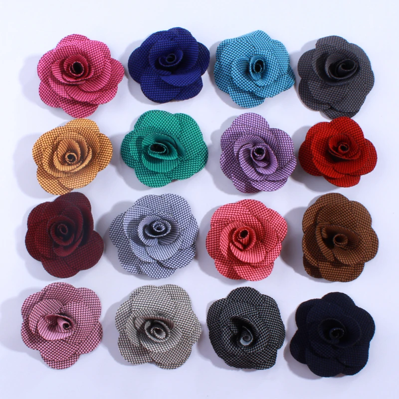 20PCS 5.5CM Fashion Rosette Rose Burlap Flowers For Dress Decoration Mini Hair Flower For Head Wear Hair Accessories