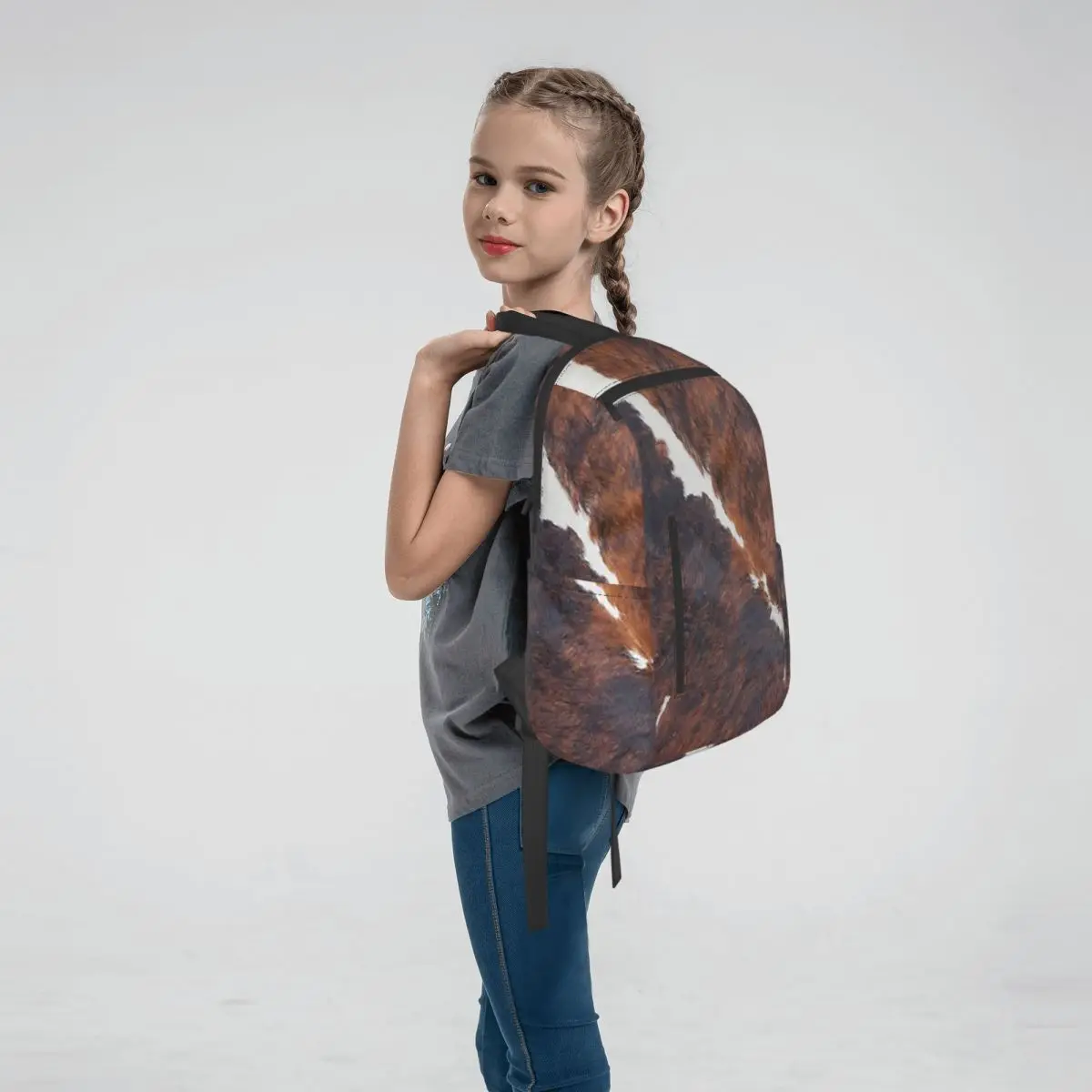 Stylish Cow Fur Cowhide Texture Cow Skin Print Patter Backpack Large Capacity Boys Girls BookBag School Bag Shoulder Bags for