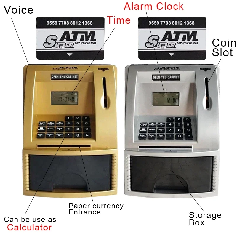 돼지 현금 동전 수 있습니다 ATM 은행 어린이를위한 전자 동전 돈 은행, 전자 atm 돼지 지폐, 저축 상자 돼지 저금통 성인