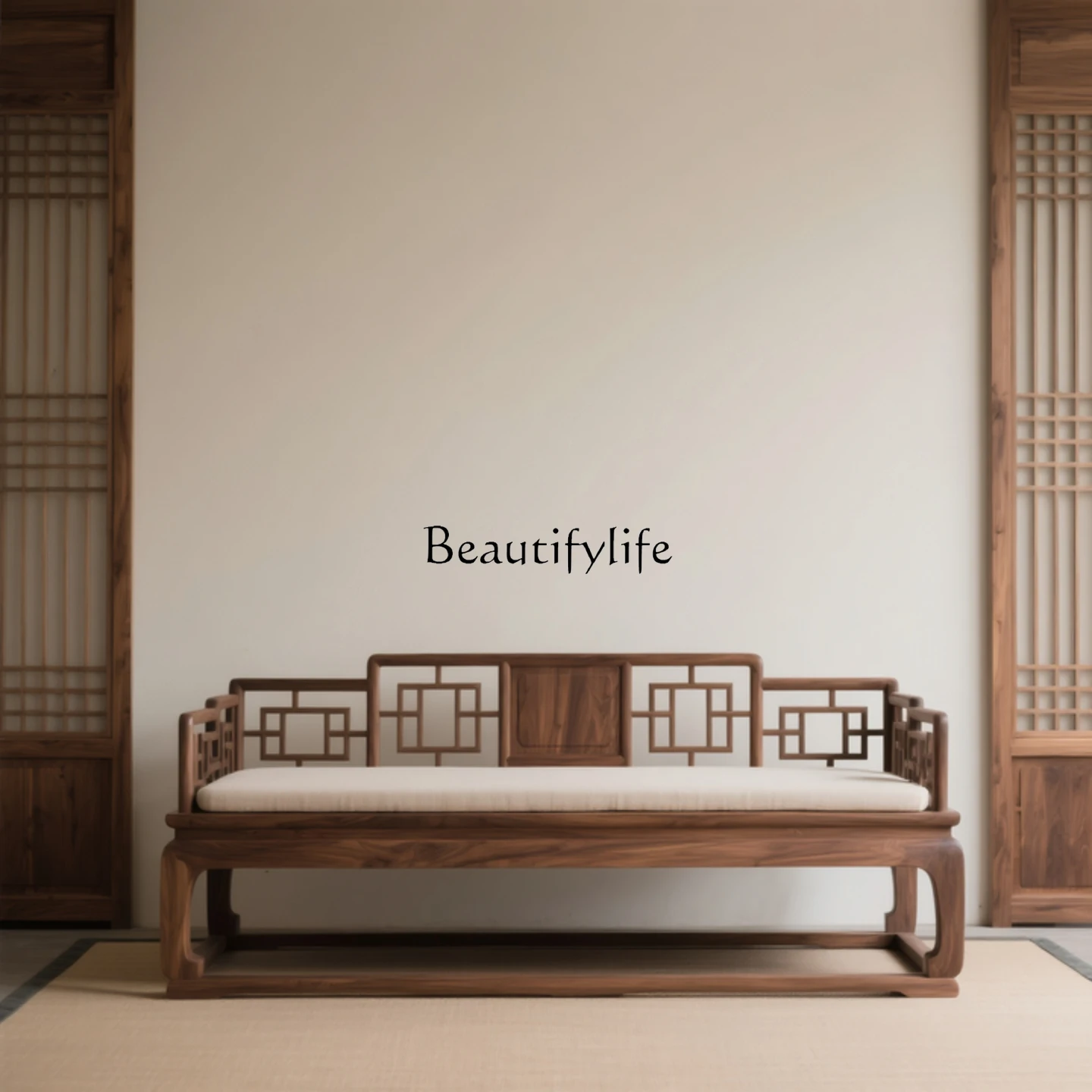 

New Chinese Solid Wood Arhat Bed Simple North American Black Walnut Zen Tea Room Sofa