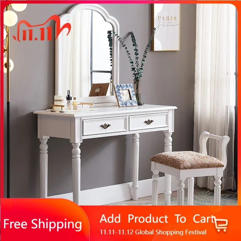 

Salon Storage Vanity Table Wooden Aesthetic Organizer Drawers Dresser Space Saving Beauty Entertainment Muebles Trendy Furniture
