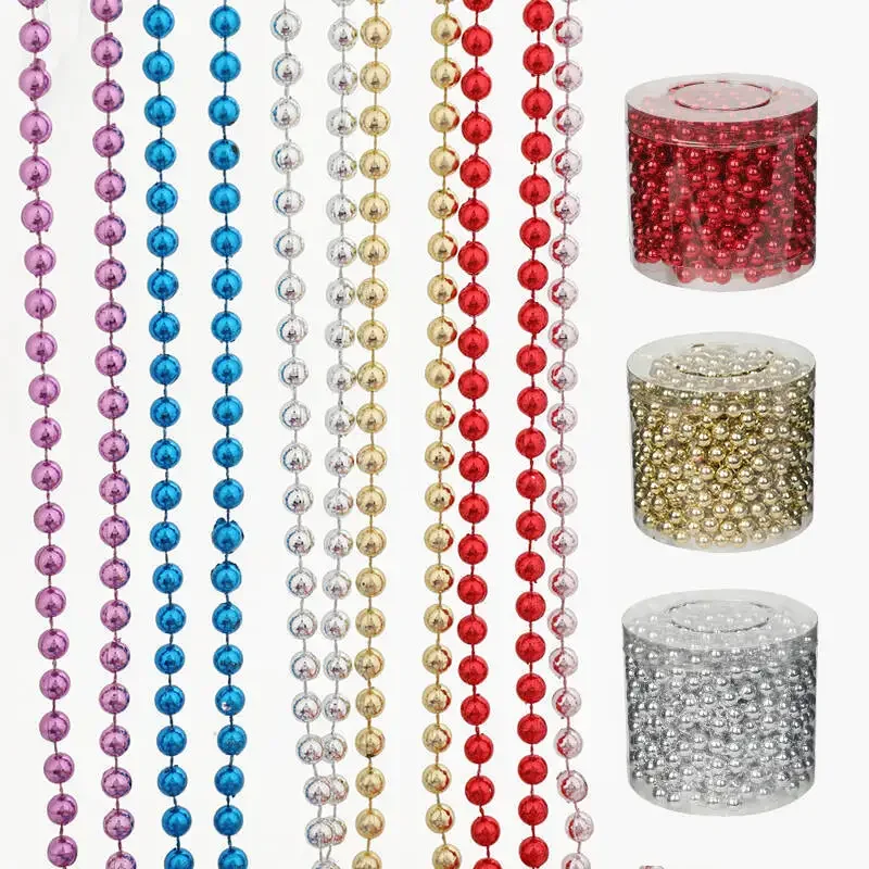 5M Christmas Tree Bead Chain DIY Living Room Bedroom Wedding New Year Decoration Pendant Candy Color Metal Chain Accessories