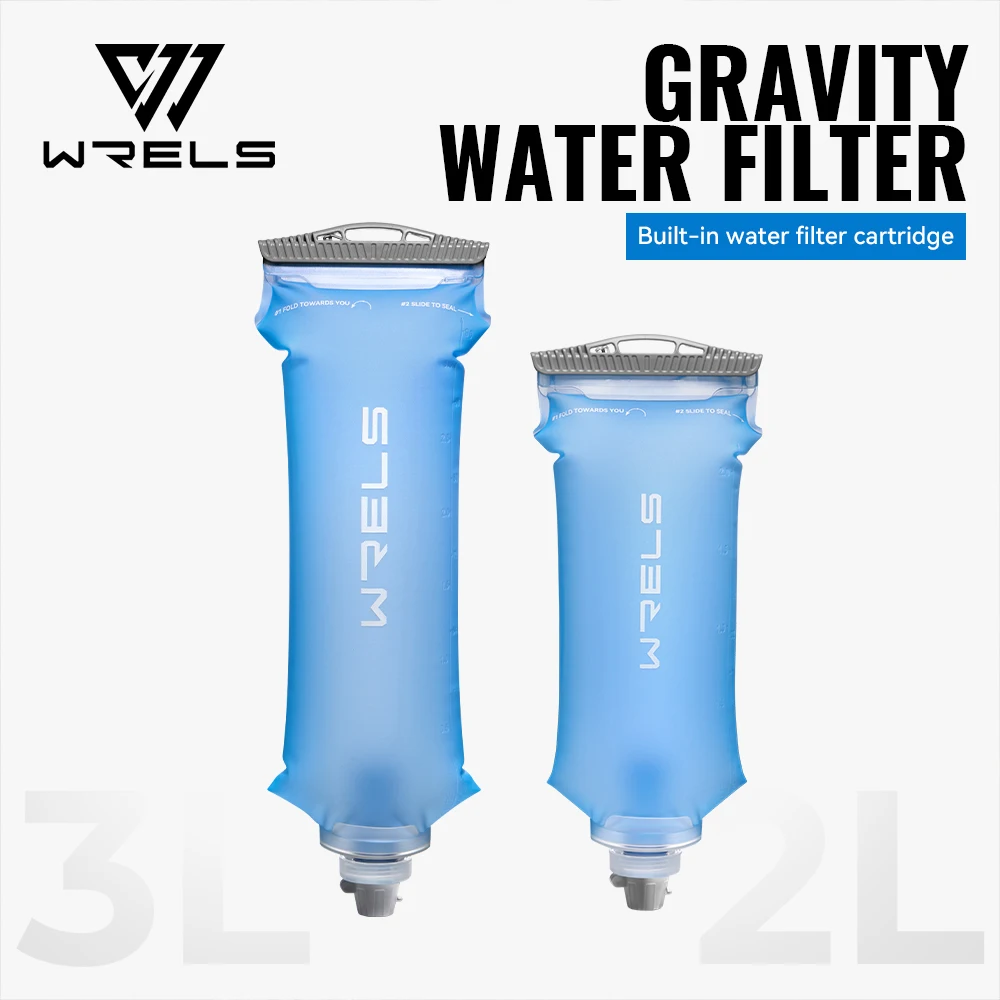 Image of WRELS Filtrationsbeutel, faltbar, BPA-frei, auslaufsicher, Wasserbeutel für Camping, Wandern, leichter, langlebiger TPU-Wasserfilter