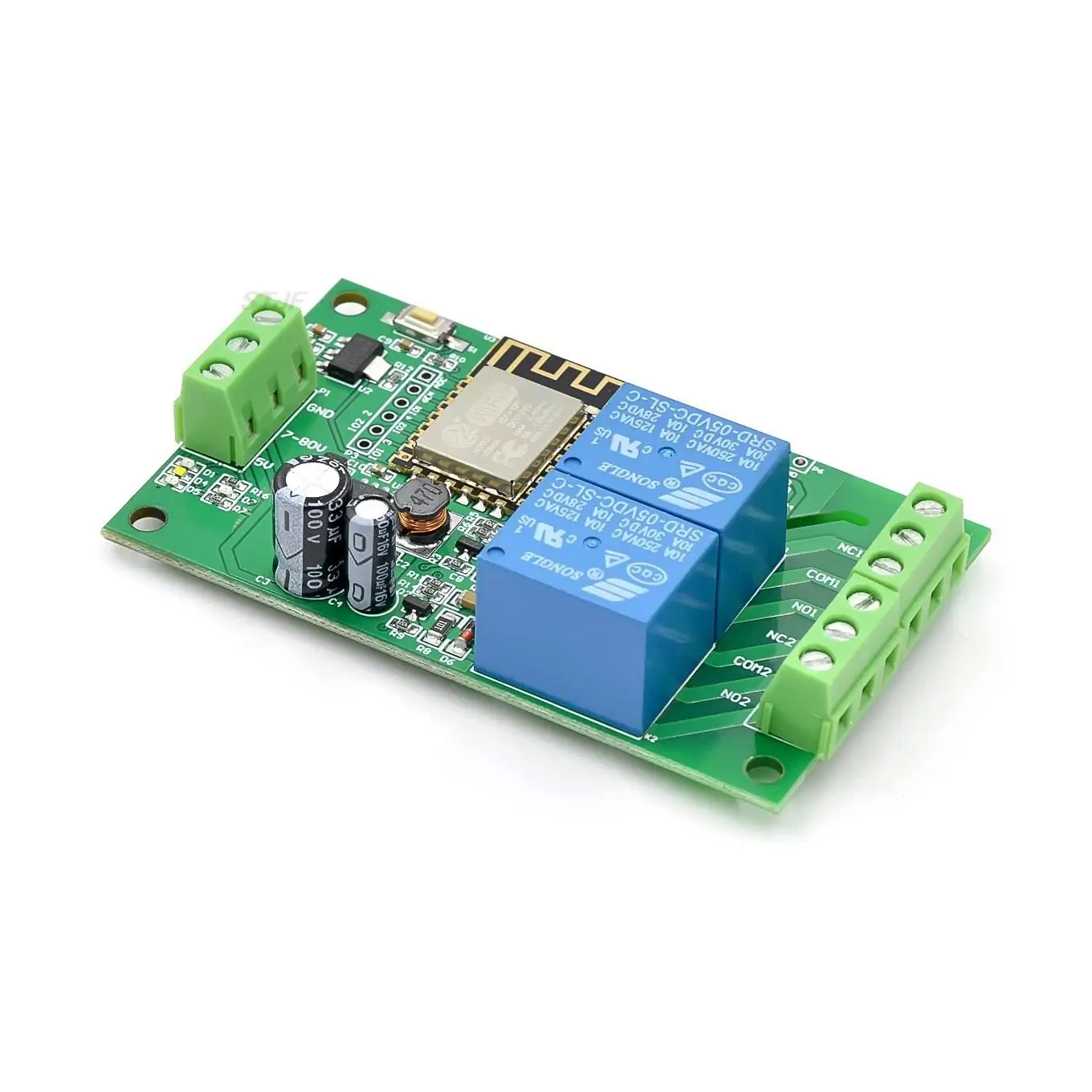 5V/8-80V power supply ESP8266WIFI dual relay module ESP-12F development board secondary development