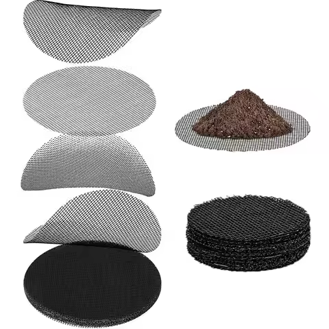 50 Pcs Flower Pot Hole Mesh Pad Breathable Bonsai Mesh Drainage Screens Bonsai Pot Bottom Grid Mat Drainage Mesh Hole Screen