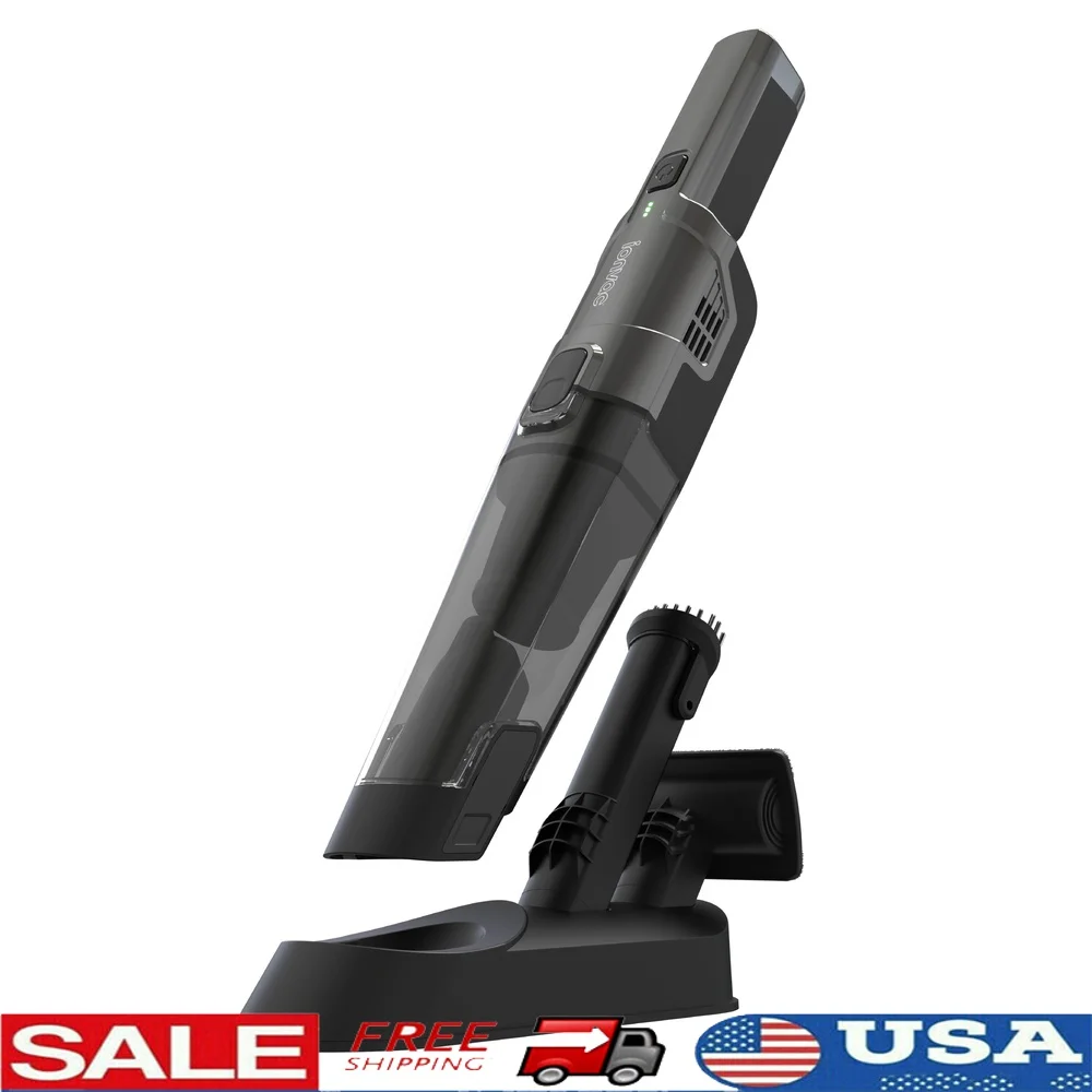 

Cordless Handheld Vacuum Cleaner 5V Powerful Suction with USB Charging Crevice Nozzle Upholstery Nozzle Storage Tray HEPA Filter