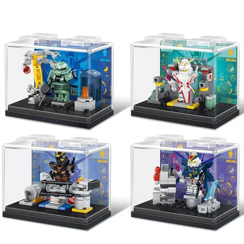 GUNDAM Anime Action Figure With Collection Display Box Game Peripheral Toys Building Blocks Assembling toy Zaku RX-78