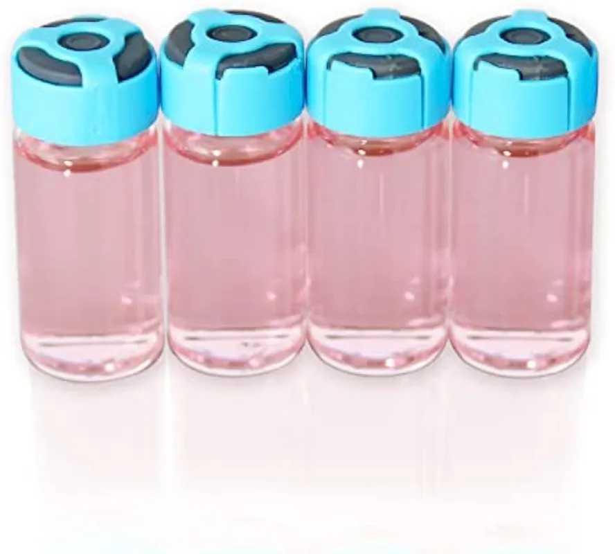 100pcs-10ml Clear Glass Vials-2-1/2 Dram Clear Glass Headspace Vials withSelf-Locking Caps and Rubber Stoppers,20mm Flat Bottom