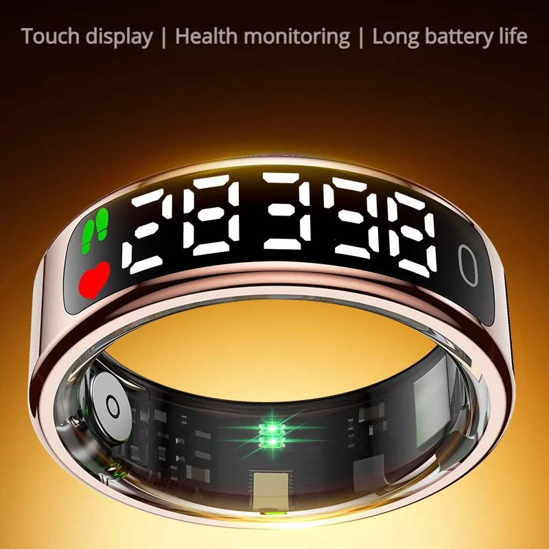 Smart Ring Equipped With An LED Display Featuring Health Monitoring Photo-Taking Capabilities And Extremely Long Battery Life