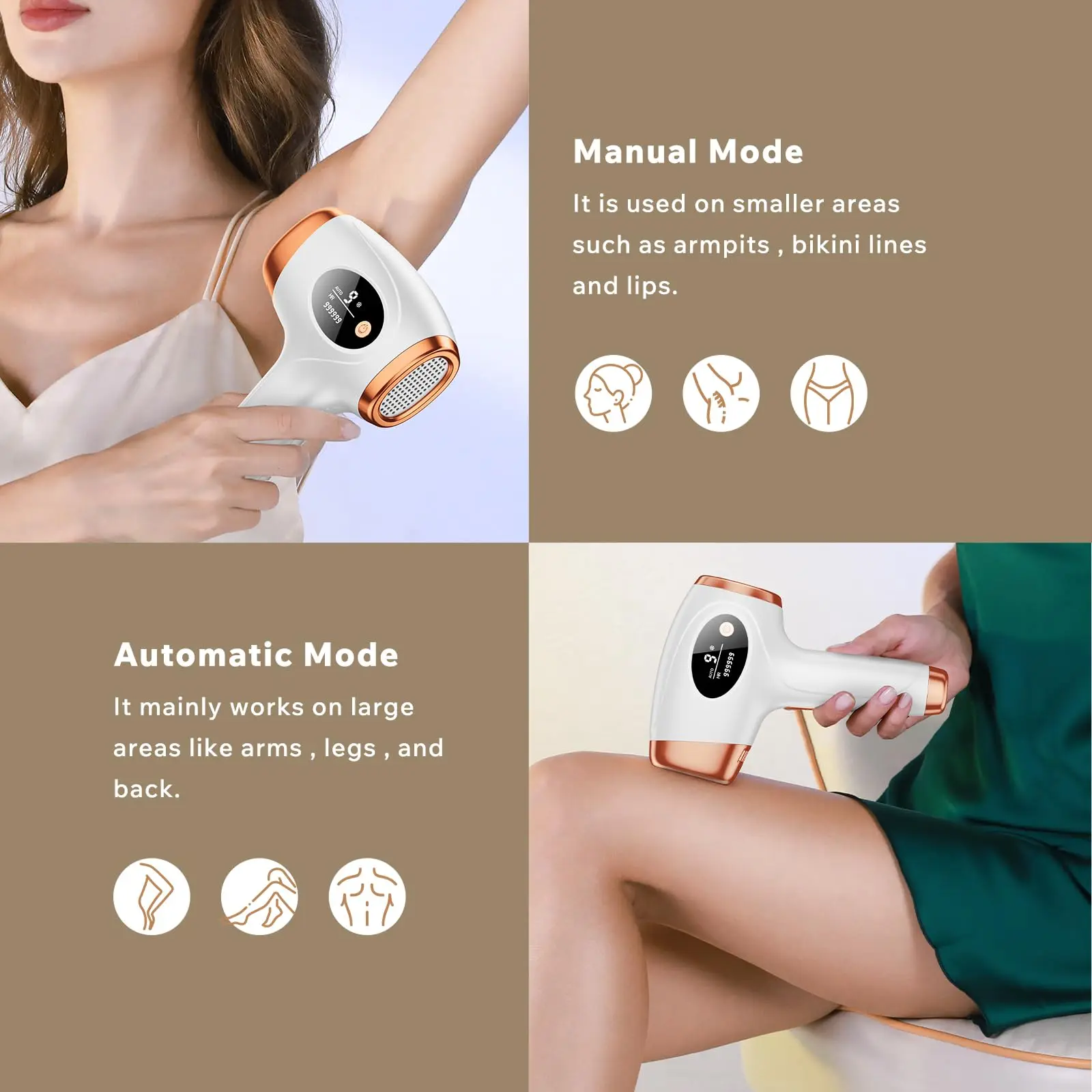 Laser Hair Removal Device 3-in-1 Upgraded 999,900+ Flashes Painless Permanent Laser Hair Removal with 2 Mode 9 Energy Levels