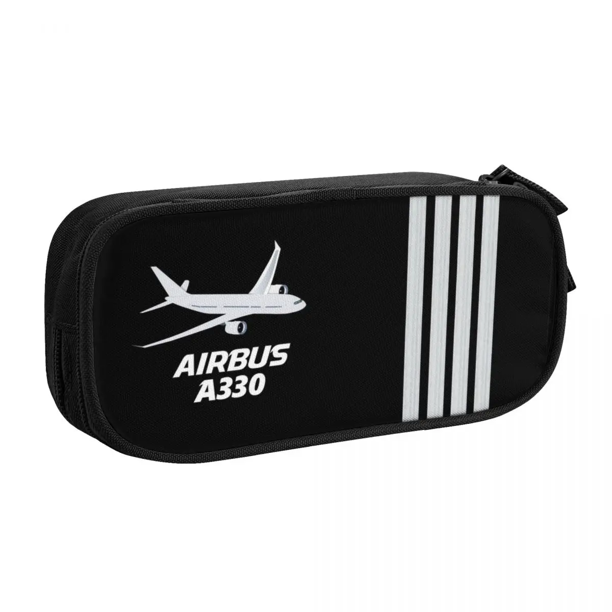 Custom Airbus A330 Captain Stripes Pencil Case for Big Capacity Pilot Aviation Aviator Airplane Pen Box Bag School Supplies