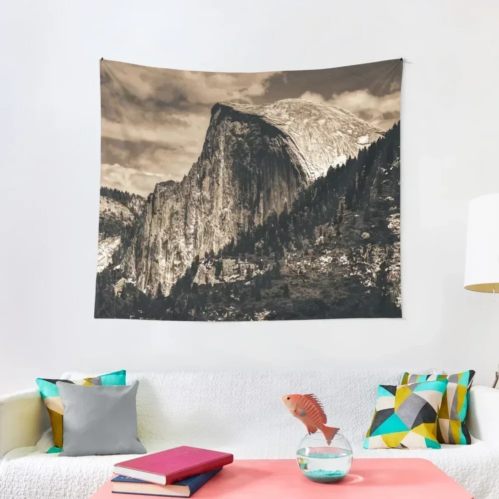 

Mountains and Forest - Half Dome in Yosemite National Park Black and White Tapestry Bedroom Decoration Room Design Tapestry