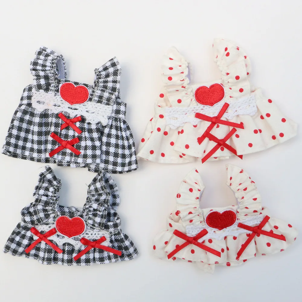 

Only Clothes Labubu Skirt Hellokitty Doll Dress Cute Simplicity Versatile Black and White Plaid Red Polka Dot Dress