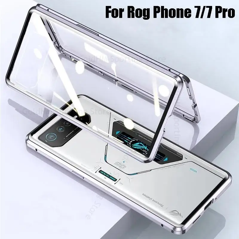 Capa For Asus ROG Phone 7 Pro Tempered Glass Phone Case For ROG Phone 6 5 5S Pro 360 Double Sided Magnetic Protective Flip Cover