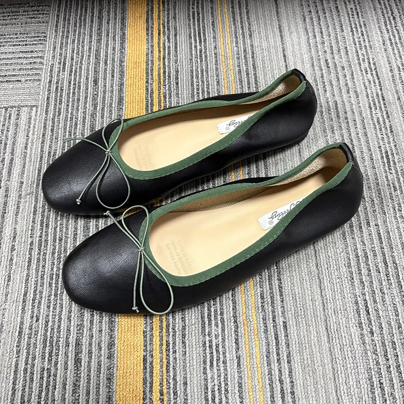 Neue modische Damen-Ballerinas mit runder Spitze, flache Slip-On-Schuhe, weiche, bequeme, elegante Damenschuhe mit flachem Absatz – Detail 9