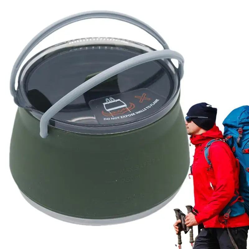 Foldable Water Kettle Camping Silicone Coffee Pot Portable Hiking Camping Kettle Foldable Travel Kettle Pot For Outdoor Camping