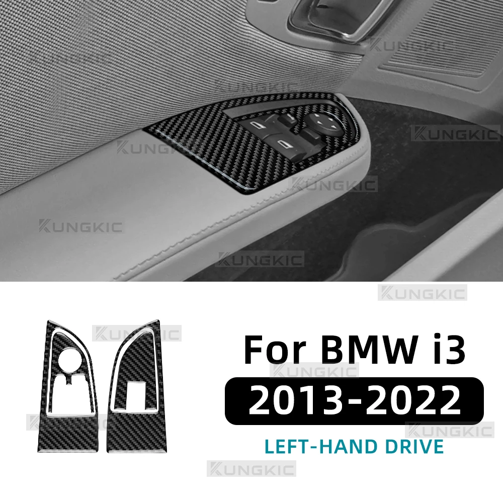 

Наклейка на панель переключателя стеклоподъемника двери автомобиля из настоящего мягкого углеродного волокна для BMW i3 2013 2014 2015 2016 2017 2018 2019 2020 2021 2022 LHD RHD, 4 шт.