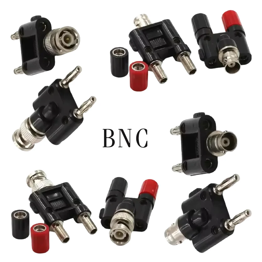 RF Adapter Coaxial Connector Q9 BNC Dual 4MM Banana Plug T-Type 3 Way Splitter